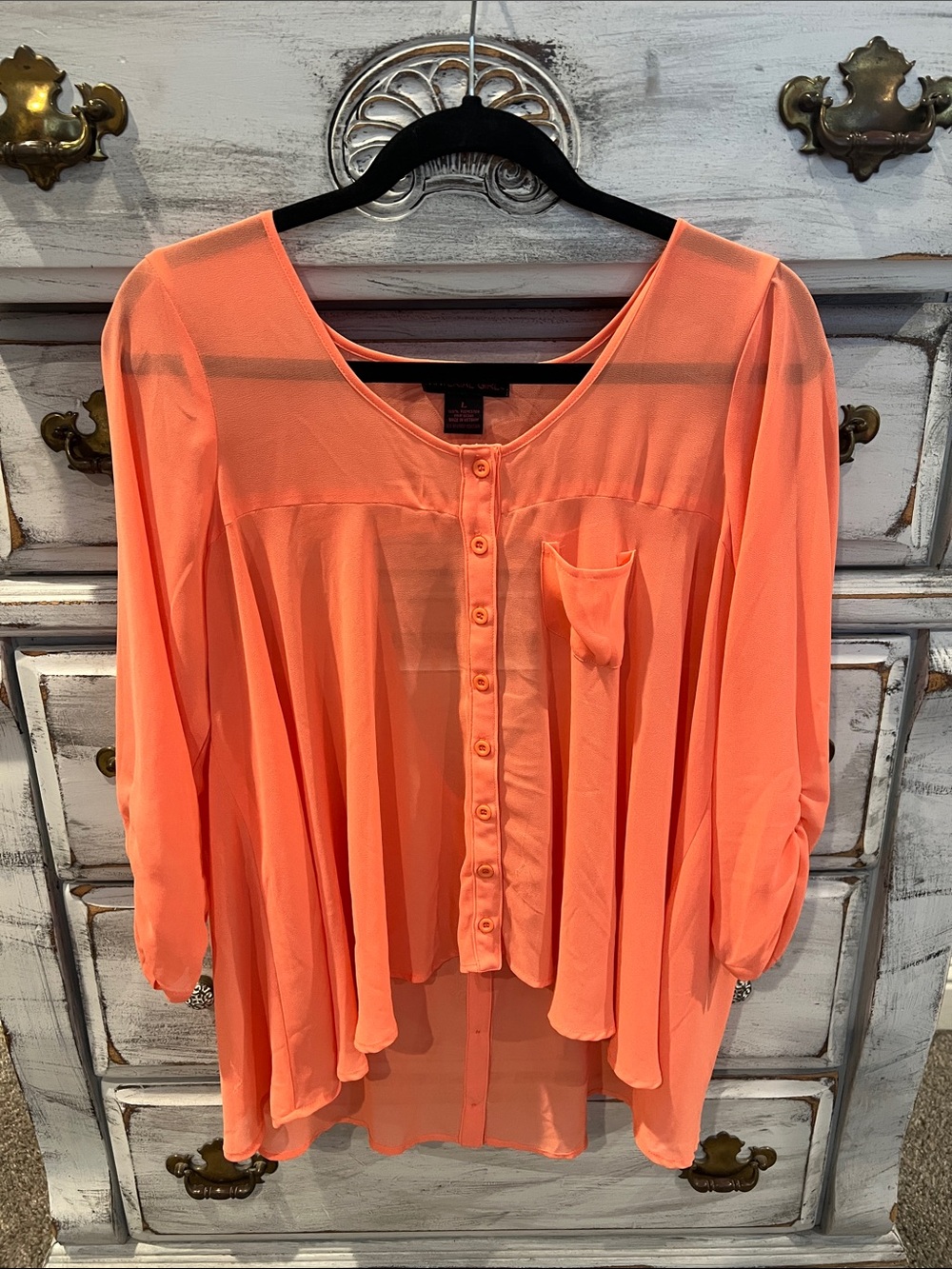 Material Girl Coral Button-Front Blouse